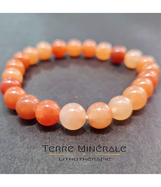 Bracelet Aventurine Orange A+ Brésil Boule 8mm