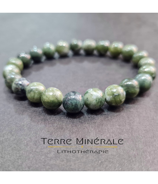 Bracelet Jade Nephrite AB Boule 8 mm