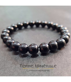 Bracelet Obsidienne Noire A Boule 8 mm