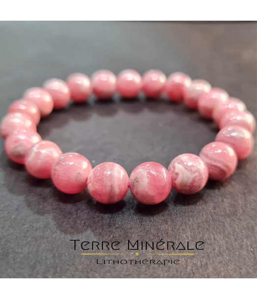 Bracelet Rhodochrosite Argentine AA Boule 8 - 9 mm