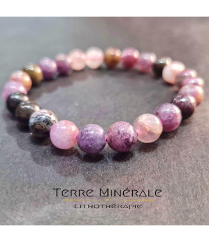 Bracelet Tourmaline Multicolore A Boule 8 mm