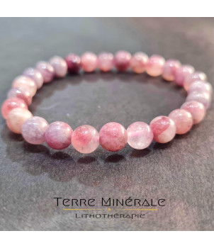 Bracelet Tourmaline Rose Sur Eudialyte A+ Boule 8 mm