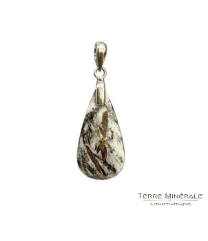 Pendentif Astrophyllite goutte - argent 925 rhodié