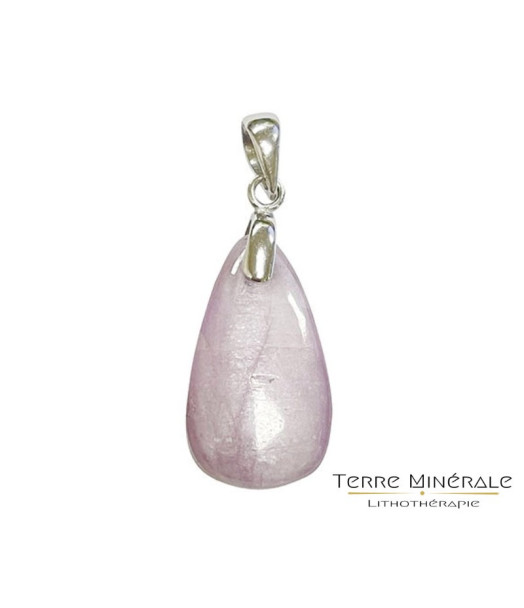 Pendentif Kunzite goutte Argent 0.925 Rhodié