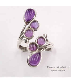 Bague Amethyste AA Réglable Argent 925