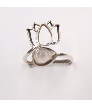 Bague réglable Quartz Rose AA Argent 925 - REF 02