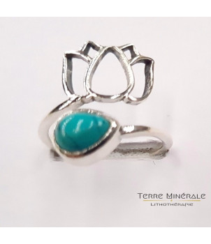 Bague réglable Turquoise de Chine AAA Argent 925 - REF 02