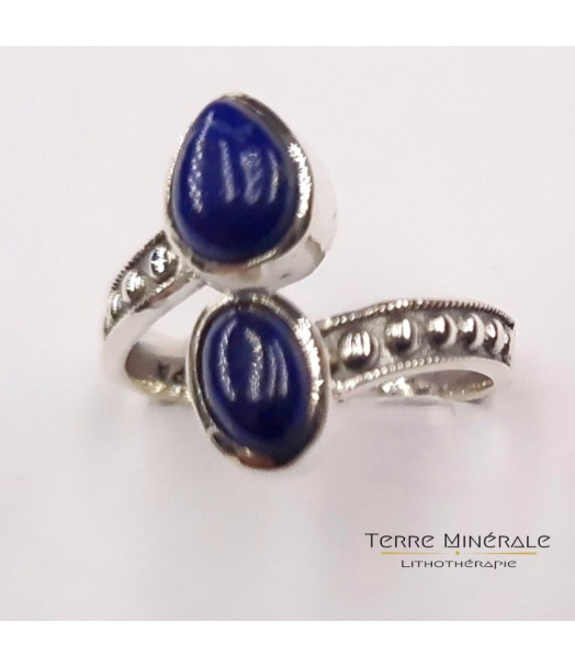 Bague réglable Lapis Lazuli AA Argent 925 - REF 04