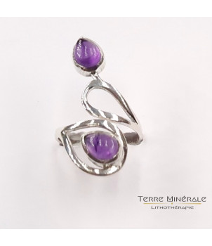 Bague Réglable Amethyste AA Argent 925 - REF 05