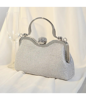 Sac à main de soirée Olivia Strass polyester Argent