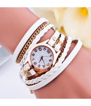 MONTRE FEMME FANTAISIE AVEC BRACELET BLANC ROMY