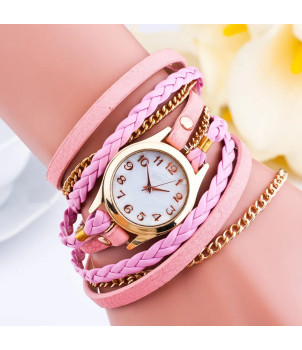 MONTRE FEMME FANTAISIE AVEC BRACELET ROSE ROMY