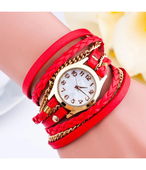 MONTRE FEMME FANTAISIE AVEC BRACELET ROUGE ROMY