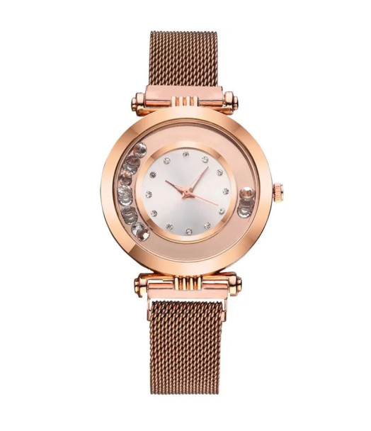 MONTRE FEMME FANTAISIE AVEC BRACELET OR ROSE ANNA