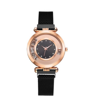 MONTRE FEMME FANTAISIE AVEC BRACELET NOIR ANNA