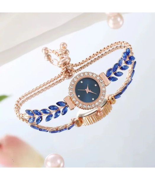 MONTRE FEMME FANTAISIE AVEC BRACELET BLEU THERESA