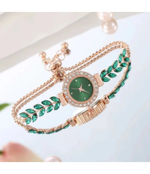 MONTRE FEMME FANTAISIE AVEC BRACELET VERT THERESA