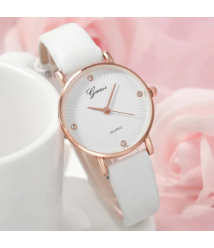 MONTRE FEMME FANTAISIE AVEC BRACELET BLANC ALEXIA