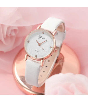 MONTRE FEMME FANTAISIE AVEC BRACELET BLANC ALEXIA