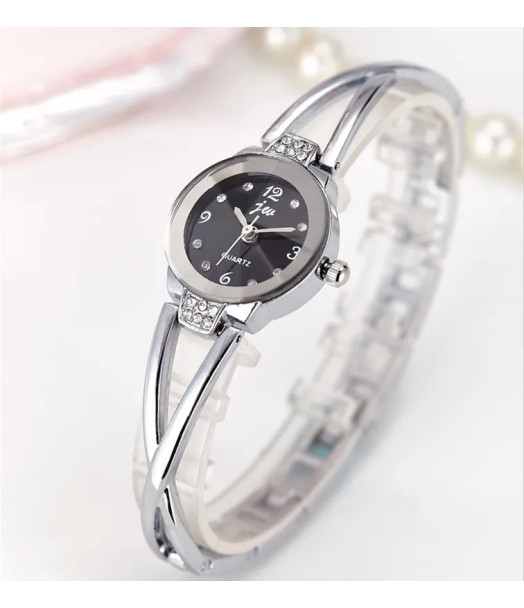 MONTRE FEMME FANTAISIE ARGENT CADRAN NOIR ANNABELLE