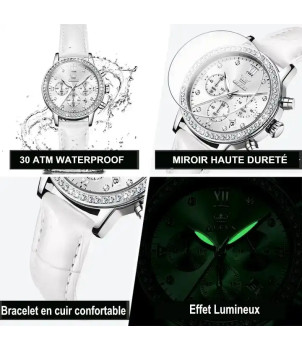 MONTRES QUARTZ FEMME DORÉE CADRAN BLANC 9933