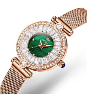 MONTRES QUARTZ FEMME DORÉE CADRAN VERT 9963