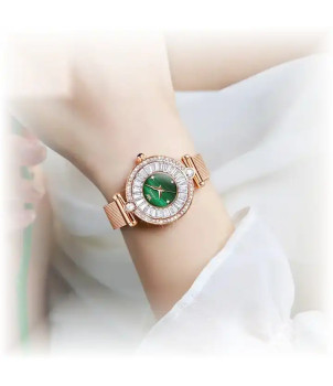 MONTRES QUARTZ FEMME DORÉE CADRAN VERT 9963