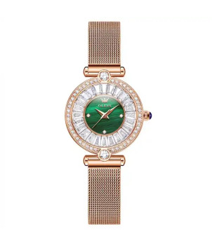 MONTRES QUARTZ FEMME DORÉE CADRAN VERT 9963