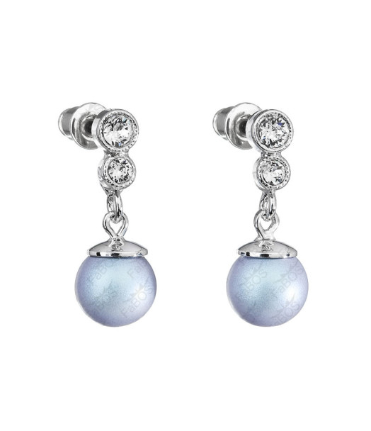 Boucles d'Oreilles Perle 8 mn bleu clair Crystals From Swarovski® 6411-03-Rh