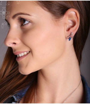 Boucles d'Oreilles Gentle Blue Denim Crystals From Swarovski® 6770-03-Rh