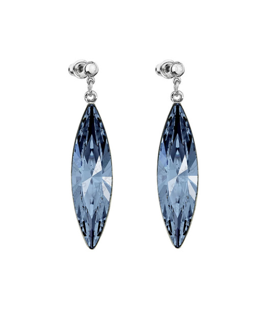 Boucles d'Oreilles Naveta 3.5 cm Blue Denim Crystals From Swarovski® 4932-03-Rh