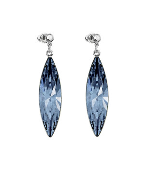 Boucles d'Oreilles Naveta 3.5 cm Blue Denim Crystals From Swarovski® 4932-03-Rh