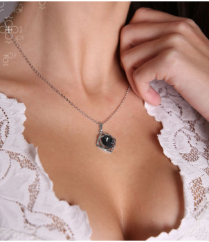 Collier Carré Graphite Cristal From Swarovski® 6327-54-Rh