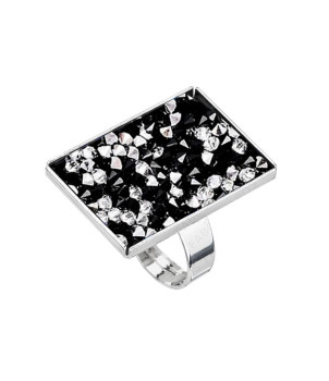 Bague Rock Jet noire Cristal From Swarovski® 0776-04-Rh