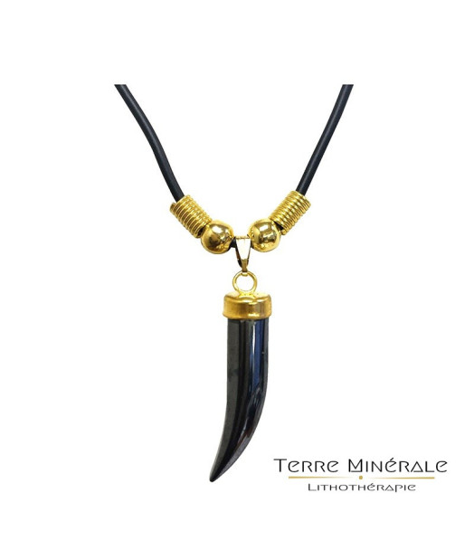 Collier Corne Hématite sur cordon - 43 cm