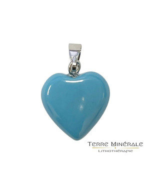 Pendentif coeur Howlite Turquoise 15 mn