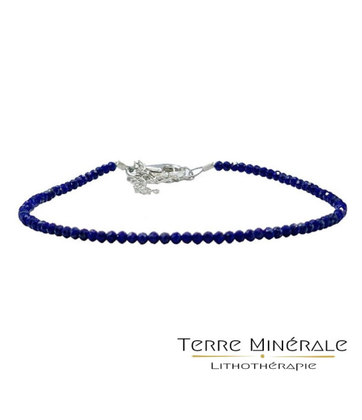 Bracelet Lapis facettée 2 mm argent 0.925