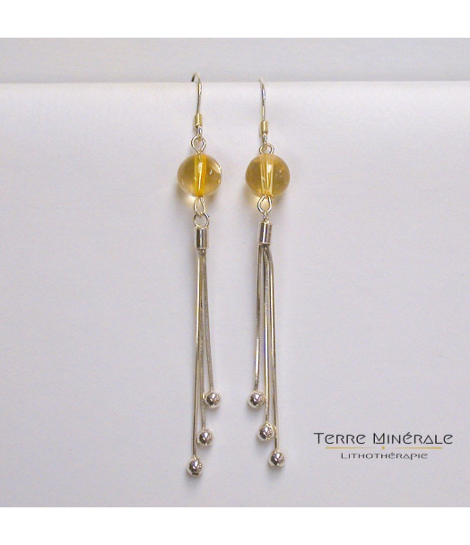 Boucles d'oreilles Citrine chauffée 8mm Argent 0.925