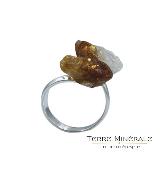 Bague réglable Citrine chauffée 2 pointes